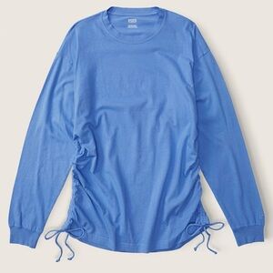 PINK Campus Long Sleve Ruched Sides Tee Shirt Cotton